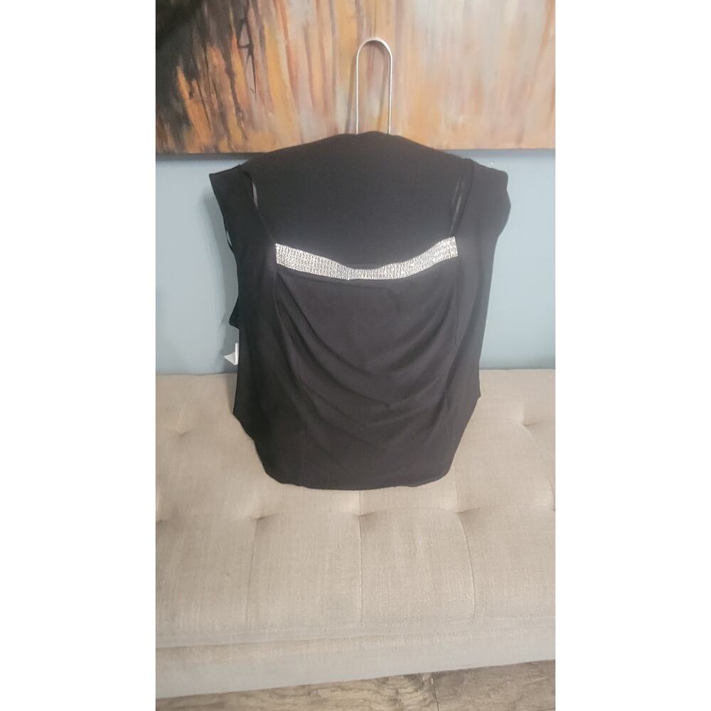 R&M Richards Plus Size Women’s Black Sleeveless Top w/ Sequin Detail – Size 20W